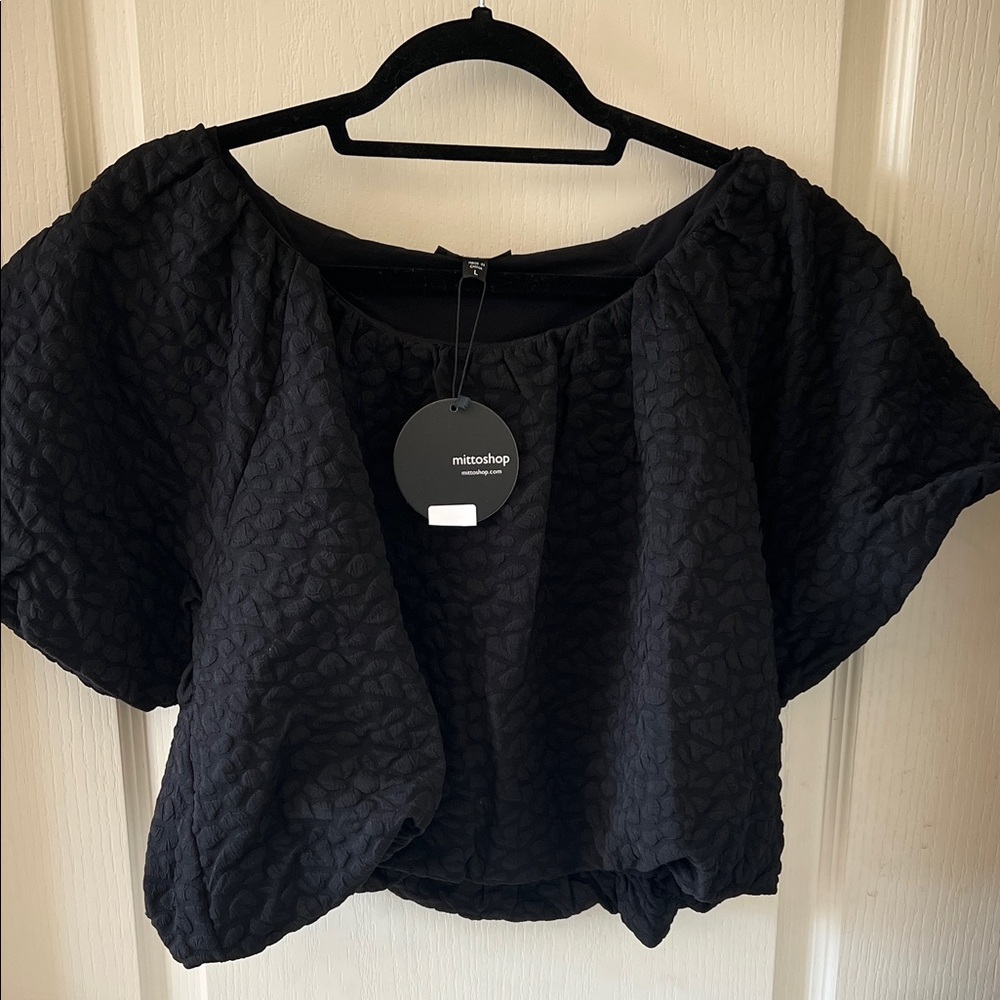 Mittoshop Black Textured Blouse